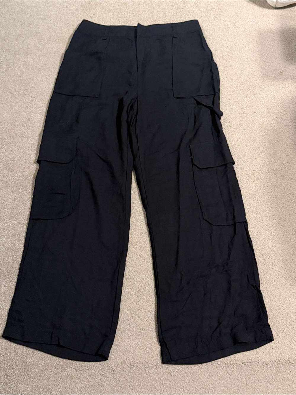 Rewash Black Wide-Leg Cargo Pants